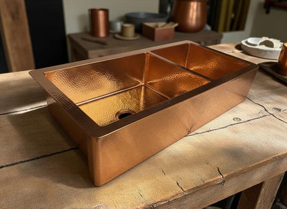 Modern Matte Brass Apron-Front Sink in Brushed Gold