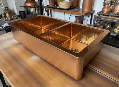 Modern Matte Brass Apron-Front Sink in Brushed Gold