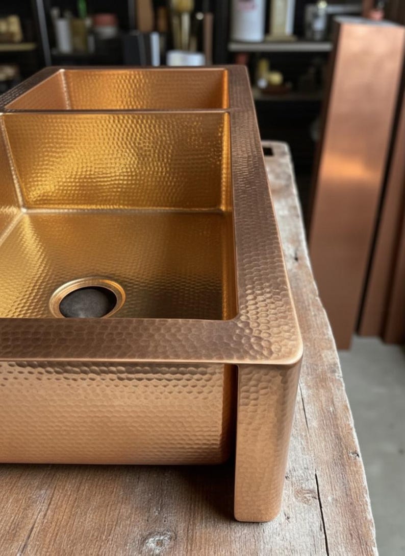 Modern Matte Brass Apron-Front Sink in Brushed Gold