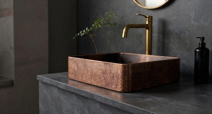 Square Hand-Hammered Copper Vessel Sink