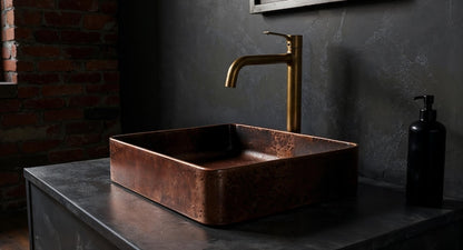 Square Hand-Hammered Copper Vessel Sink