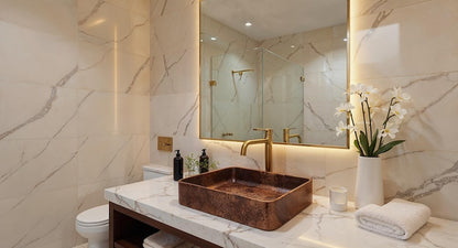 Square Hand-Hammered Copper Vessel Sink
