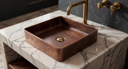 Square Hand-Hammered Copper Vessel Sink