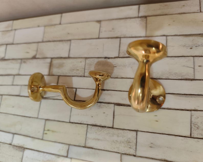 Unlacquered Brass Coat & Towel Hooks