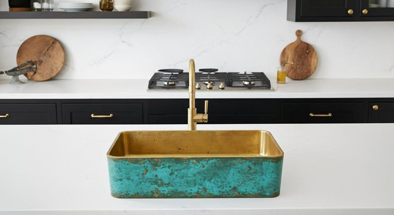 Verdigris Brass Farmhouse Sink