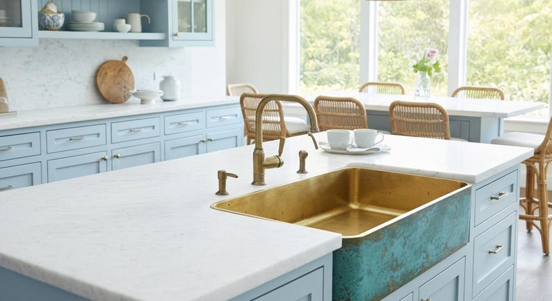 Verdigris Brass Farmhouse Sink