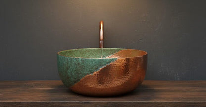 Split-Patina Hammered Copper Vessel Sink