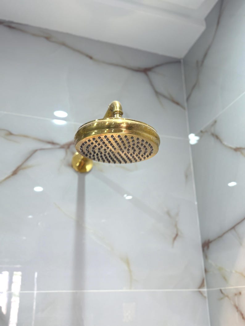 Handcrafted Unlacquered Brass Rain Shower Head