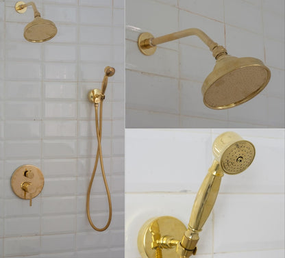 Luxury Minimalist Unlacquered Brass Shower System