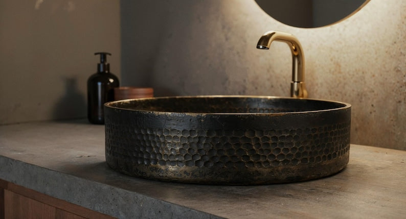 Industrial Aged Brass Vessel Sink