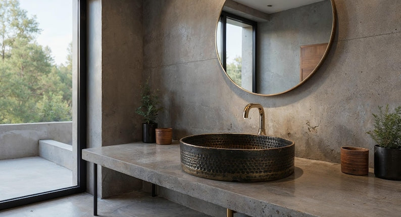 Industrial Aged Brass Vessel Sink
