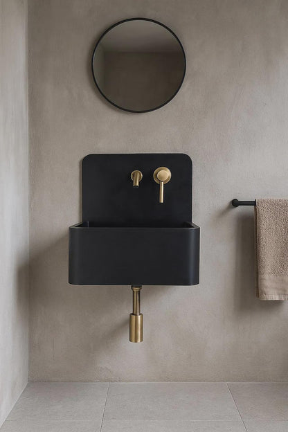 Matte Black Wall-Mount Resin Sink