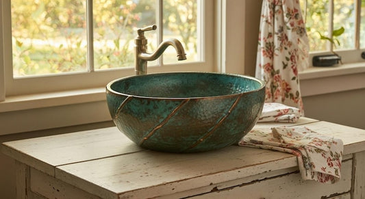 Verdigris Copper Ribbon Sink