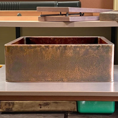 Hand-Hammered Antique Copper Farmhouse Sink
