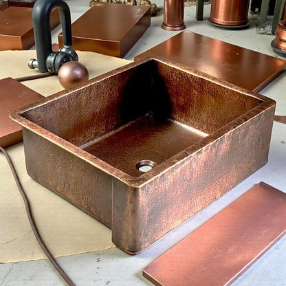 Hand-Hammered Antique Copper Farmhouse Sink