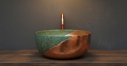 Split-Patina Hammered Copper Vessel Sink