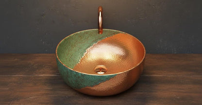 Split-Patina Hammered Copper Vessel Sink