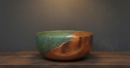 Split-Patina Hammered Copper Vessel Sink