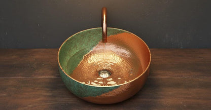Split-Patina Hammered Copper Vessel Sink