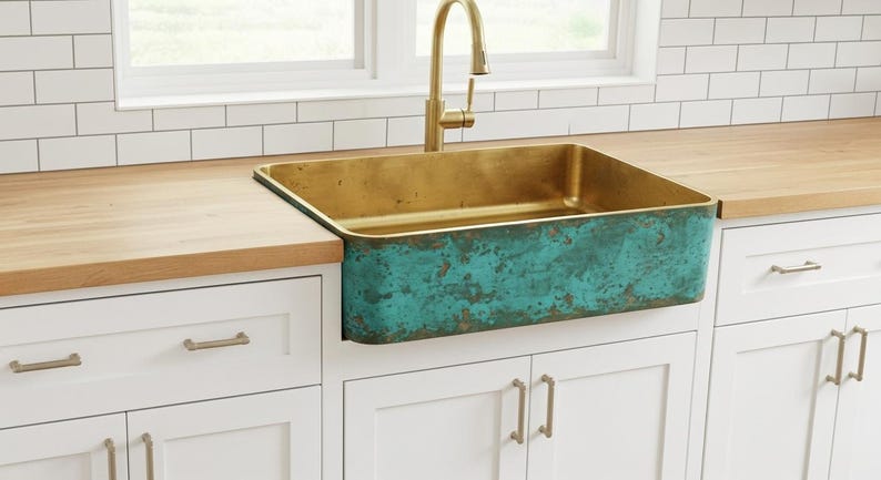 Verdigris Brass Farmhouse Sink