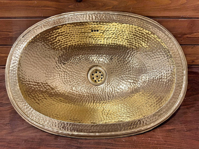 Hammered Brass Oval Vanity Sink