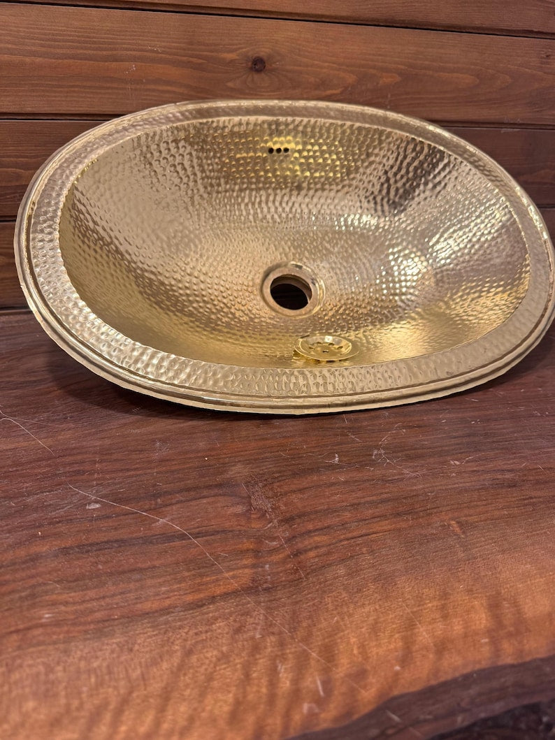 Hammered Brass Oval Vanity Sink