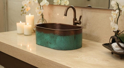 Oval Verdigris Copper Vessel Sink