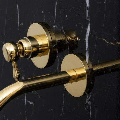 Unlacquered Brass Wall Mount Bathroom Faucet