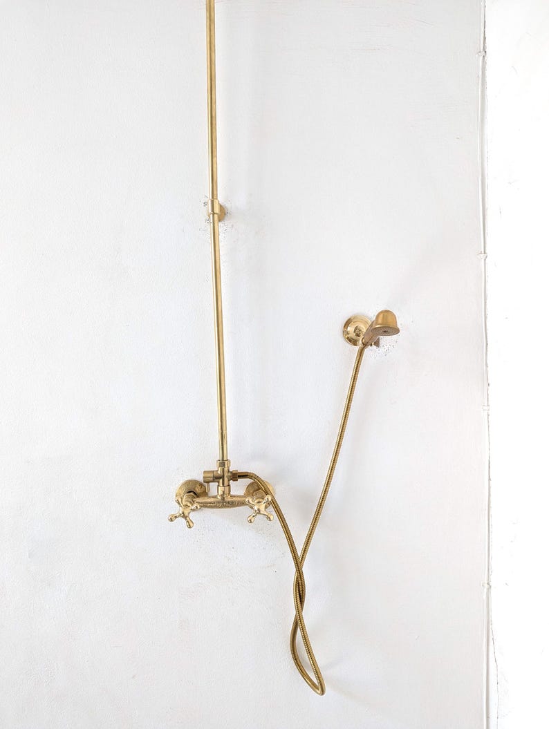 Unlacquered Brass Exposed Rainfall Shower System