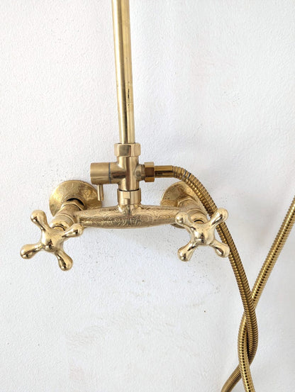 Unlacquered Brass Exposed Rainfall Shower System