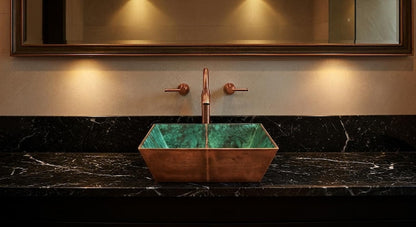 Square Verdigris Copper Vessel Sink