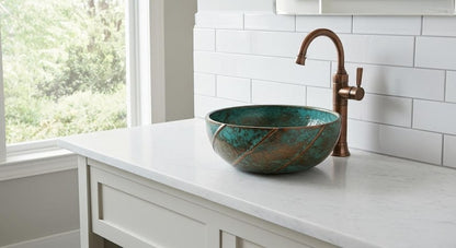 Verdigris Copper Ribbon Sink