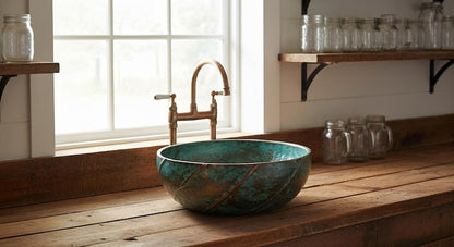 Verdigris Copper Ribbon Sink