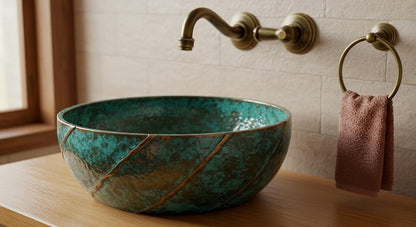 Verdigris Copper Ribbon Sink