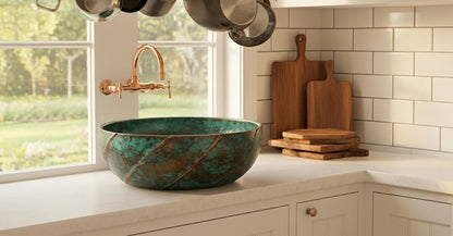 Verdigris Copper Ribbon Sink