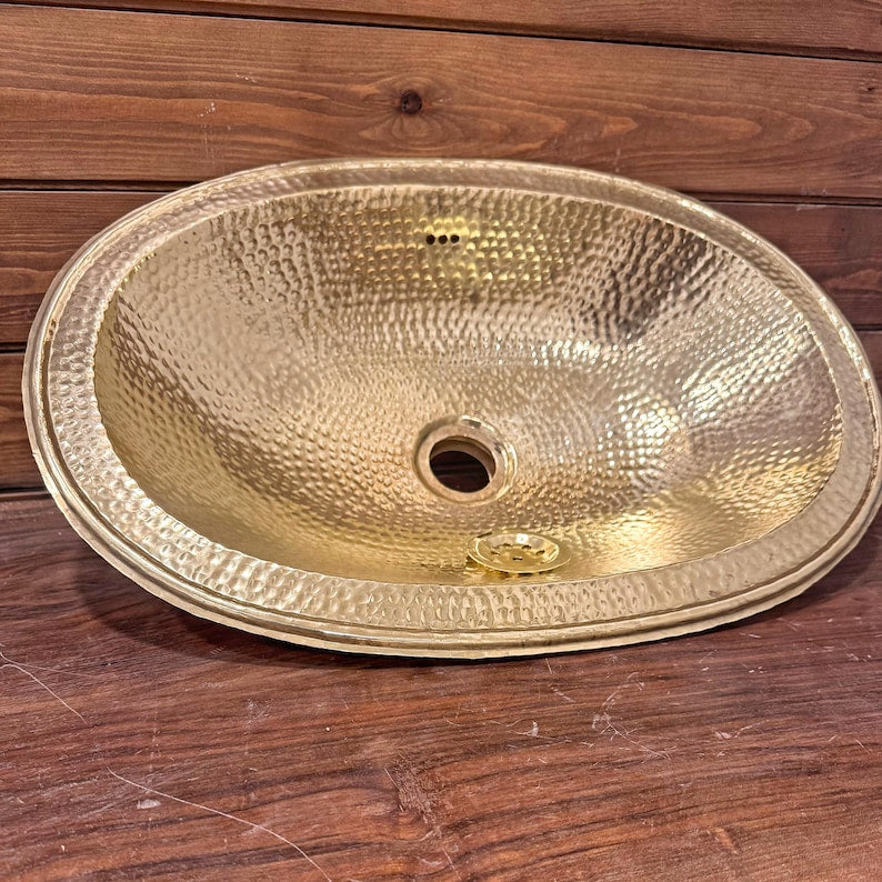 Hammered Brass Oval Vanity Sink