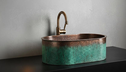 Oval Verdigris Copper Vessel Sink