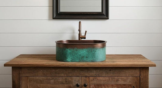 Oval Verdigris Copper Vessel Sink