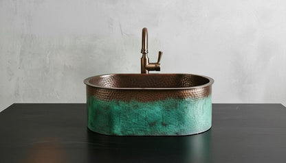 Oval Verdigris Copper Vessel Sink