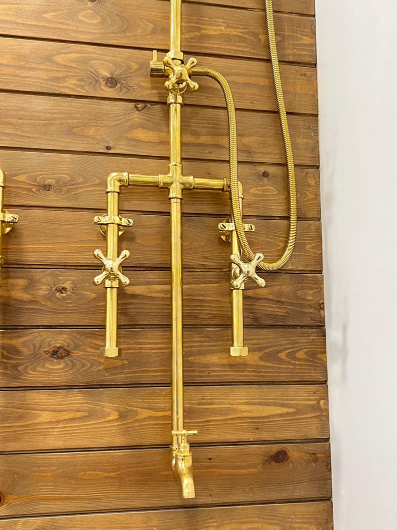 Handcrafted Industrial Brass Shower System