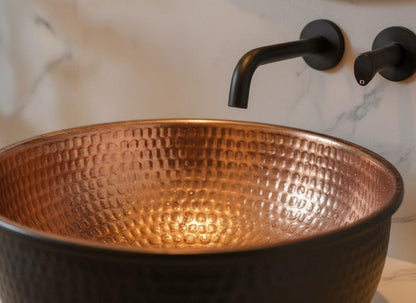 Handmade Black Hammered Copper Vessel Sink