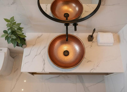 Handmade Black Hammered Copper Vessel Sink