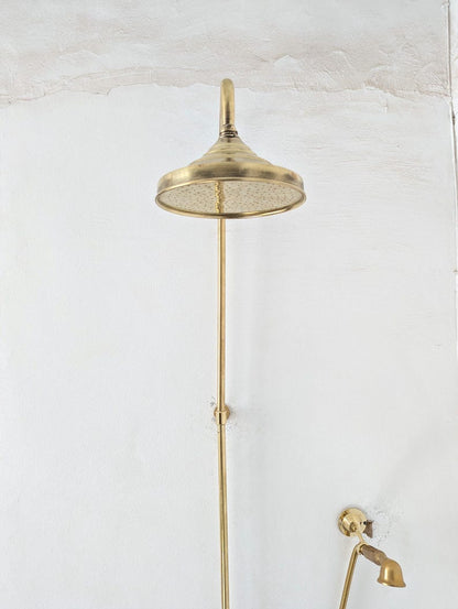 Unlacquered Brass Exposed Rainfall Shower System