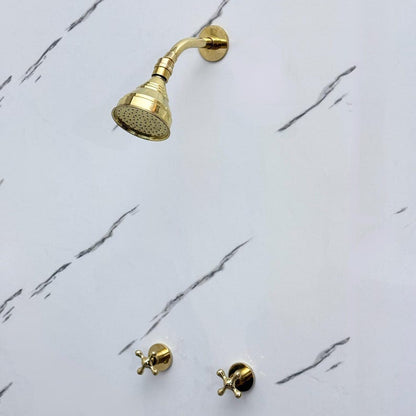 Unlacquered Brass Round Shower System