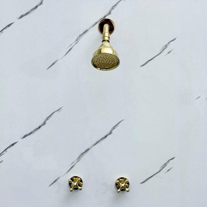 Unlacquered Brass Round Shower System