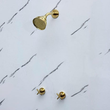 Unlacquered Brass Round Shower System