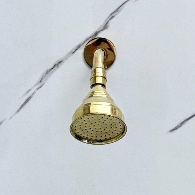 Unlacquered Brass Round Shower System