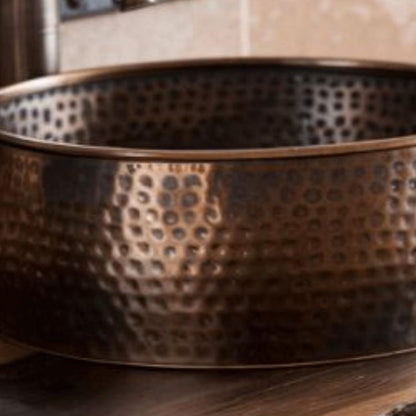 Hammered Copper Cylinder Vessel Sink