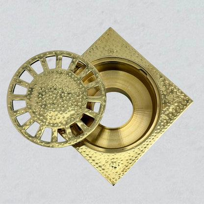 Unlacquered Brass Hammered bathroom Drain