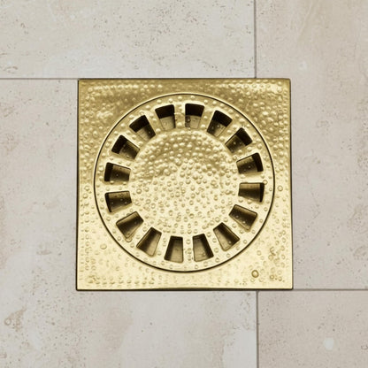 Unlacquered Brass Hammered bathroom Drain